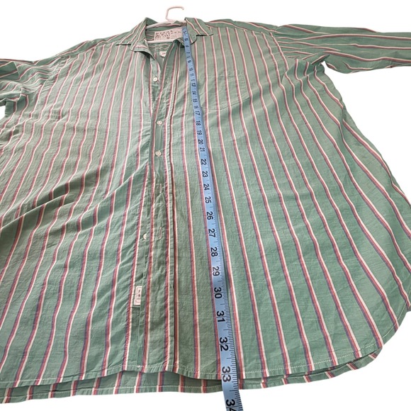 Frank & Eileen Shirley Oversized Green Striped Cotton Button Down Shirt Women M - Picture 3 of 9